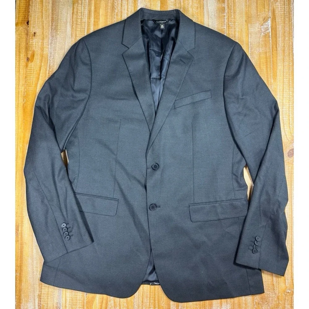 Banana Republic Mens Blazer Jacket Sz 44L Gray Charcoal Slim Fit Sport Coat B8